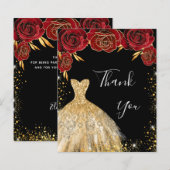 ブラックレッド金ゴールドドレスフローラ誕生日感謝していあなた (正面/裏面)