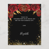 ブラックレッド金ゴールドドレスフローラ誕生日感謝していあなた (裏面)