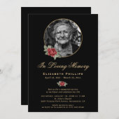 ブラックレッド金ゴールドフローラ写真追悼会 招待状 (正面/裏面)