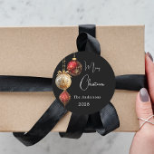 ブラックレッド金ゴールドボーブルクラシッククリスマス ラウンドシール