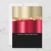 ブラックレッド金ゴールドマスカレード誕生日顔マスクシック 招待状 (裏面)