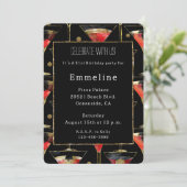 ブラックレッド金ゴールドマルティーニ誕生日 招待状 (スタンド正面)