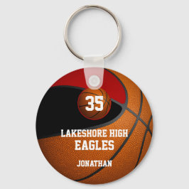 ブラックレッド・スクールカラー男子バスケットボールチーム キーホルダー
