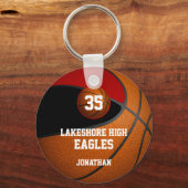 ブラックレッド・スクールカラー男子バスケットボールチーム キーホルダー (正面)