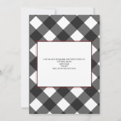 ブラックレッド バッファロープレイド 私たち BBQ 婚約パーティー 招待状 (裏面)