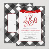 ブラックレッド バッファロープレイド 私たち BBQ 婚約パーティー 招待状 (正面/裏面)