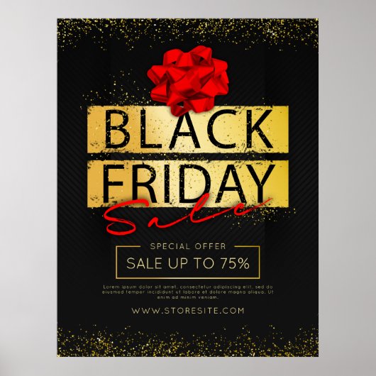 ブラックレッド&金ゴールドブラックフライデーリテールセール広告 ポスター (正面)