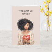 ブラックレディハート電球が私の人生を照らす カード (黄色い花)