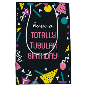 ブラックレトロおもしろい80sスラング誕生日抱き枕 ミディアムペーパーバッグ