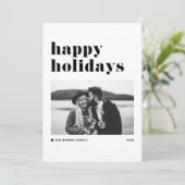 ブラックレトロはっきりしたタイポグラフィフォトハッピーホリデイズ シーズンカード (スタンド正面)