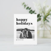 ブラックレトロはっきりしたタイポグラフィフォトハッピーホリデイズ シーズンポストカード (スタンド正面)