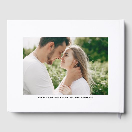 ブラックレトロはっきりしたタイポグラフィフォト結婚ズ ゲストブック (裏面)