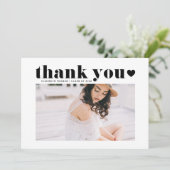 ブラックレトロはっきりしたタイポグラフィ写真卒業 サンキューカード (スタンド正面)