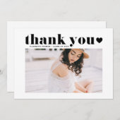 ブラックレトロはっきりしたタイポグラフィ写真卒業 サンキューカード (正面/裏面)
