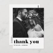 ブラックレトロはっきりしたタイポグラフィ結婚ズサンキュー ポストカード (正面/裏面)