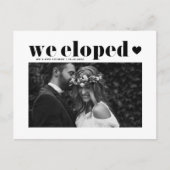 ブラックレトロはっきりした結婚タイポグラフィの駆け落ち ポストカード (正面)