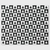 ブラックレトロクリスマスツリーブラックタータンチェックプレイド ラッピングペーパー (フラット)