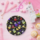 ブラックレトロゲーム ペーパープレート (パーティー)