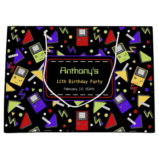 ブラックレトロゲーム ラージペーパーバッグ (正面)