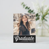 ブラックレトロスクリプトクラス2025写真卒業 案内ポストカード (スタンド正面)