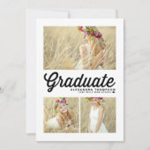 ブラックレトロスクリプト3枚写真 卒業式 招待状 (正面)