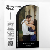 ブラックレトロスクリプトBoho Arch写真QRコード結婚s 三つ折り招待状 (内部最初)