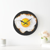 ブラックレトロスタイル卵焼きフードキッチンデコ ラージ壁時計 (ホーム)