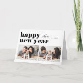 ブラックレトロタイポグラフィハッピーニューイヤー2枚 シーズンカード (正面)