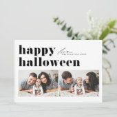 ブラックレトロタイポグラフィハッピーハローウィン2枚 シーズンカード (スタンド正面)