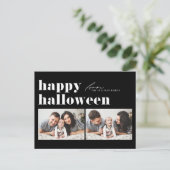 ブラックレトロタイポグラフィハッピーハローウィン2枚 シーズンポストカード (スタンド正面)
