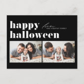ブラックレトロタイポグラフィハッピーハローウィン2枚 シーズンポストカード (正面)