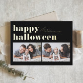 ブラックレトロタイポグラフィハッピーハローウィン2枚 箔シーズンカード