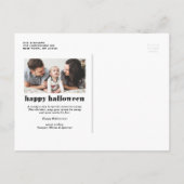 ブラックレトロタイポグラフィフォトハッピーハローウィン 案内ポストカード (裏面)