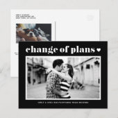 ブラックレトロタイポグラフィプラン変更の写真 案内ポストカード (正面/裏面)