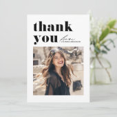 ブラックレトロタイポグラフィモダン写真卒業 サンキューカード (スタンド正面)