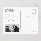 ブラックレトロタイポグラフィー2枚写真ウェディング感謝メッセージ ポストカード (裏面)