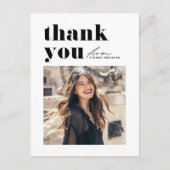 ブラックレトロタイポグラフィ写真卒業ありがとう ポストカード (正面)