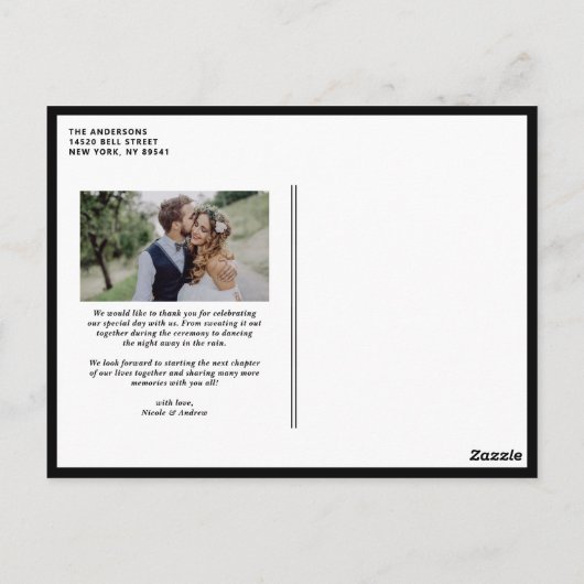 ブラックレトロタイポグラフィ写真結婚の皆様へ ポストカード (裏面)