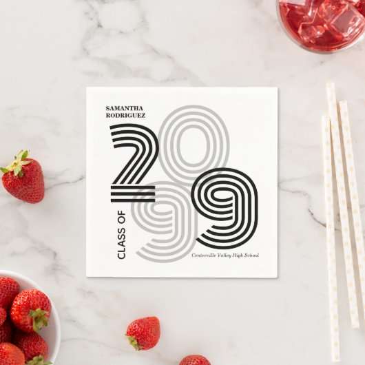 ブラックレトロビッグナンバーズクラス スタンダードカクテルナプキン (インサイチュ)