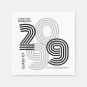 ブラックレトロビッグナンバーズクラス スタンダードカクテルナプキン (正面)