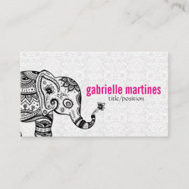 ブラックレトロフラワーズ&エレファントホワイトダイヤモンド 名刺