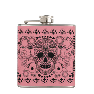 ブラックレトロフローラシュガースカルグリーンアクセント フラスク