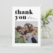 ブラックレトロモダンタイポグラフィ結婚写真 サンキューカード (スタンド正面)