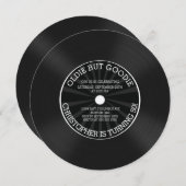 ブラックレトロレコード誕生日パーティーの招待状 招待状 (正面/裏面)