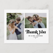 ブラックレトロ2枚結婚の写真ありがとう ポストカード (正面)