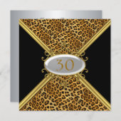 ブラックレパードの皮の誕生日記念日招待 招待状 (正面/裏面)