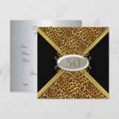 ブラックレパードスキン誕生日記念日招待 招待状 (正面/裏面)