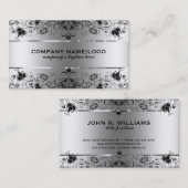 ブラックレフェイクース付き金属銀 名刺 (正面/裏面)
