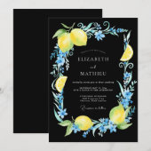 ブラックレモンの柑橘ユーカリの結婚式 招待状 (正面/裏面)