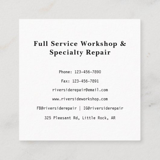 ブラックレンチの手の自動修理工場のロモダンゴ スクエア名刺 (裏面)